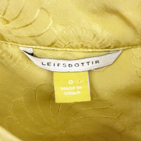 Leifsdottir Anthropologie 100% Silk Ruffle Blouse Gold Floral Texture Womens 0 - Picture 6 of 11